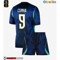 Otroške Nogometnih dresov Brazilija Matheus Cunha #9 Gostujoči SP 2026 Kratki rokavi (+ hlače)
